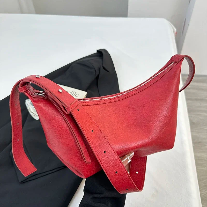 Small Designer Women's Black Bag Simple Retro Crossbody Bags Luxury Pu Leather Female Handbags Pure Color Bucket Shoulder Bags
