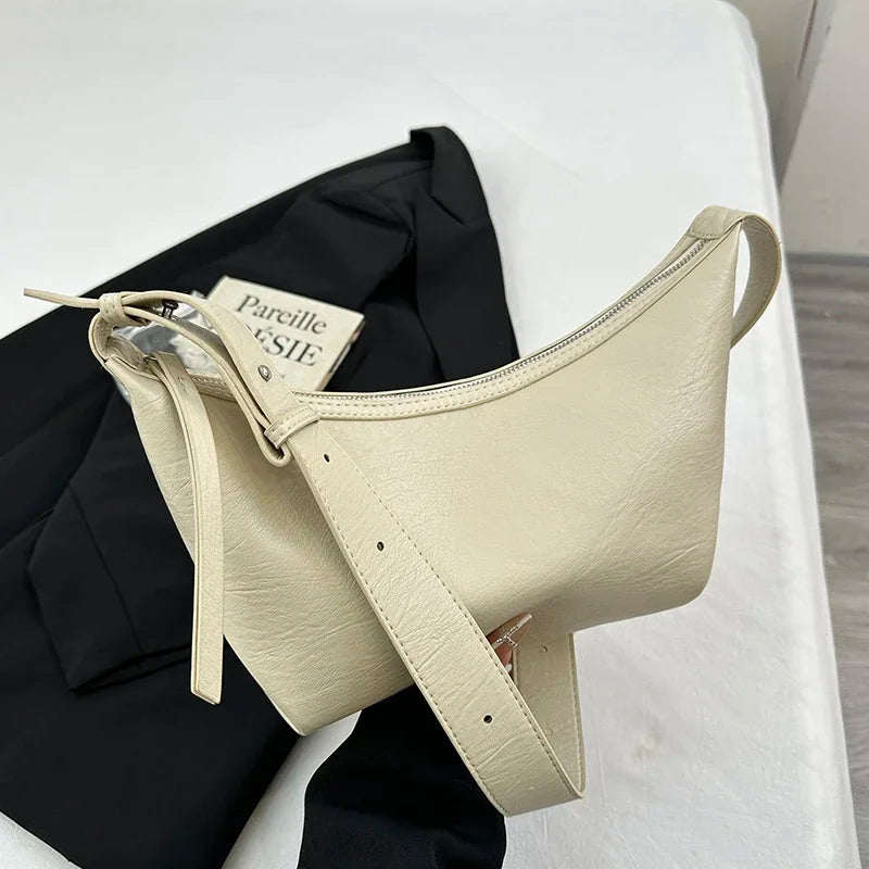 Small Designer Women's Black Bag Simple Retro Crossbody Bags Luxury Pu Leather Female Handbags Pure Color Bucket Shoulder Bags