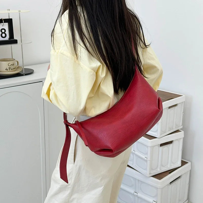 Small Designer Women's Black Bag Simple Retro Crossbody Bags Luxury Pu Leather Female Handbags Pure Color Bucket Shoulder Bags