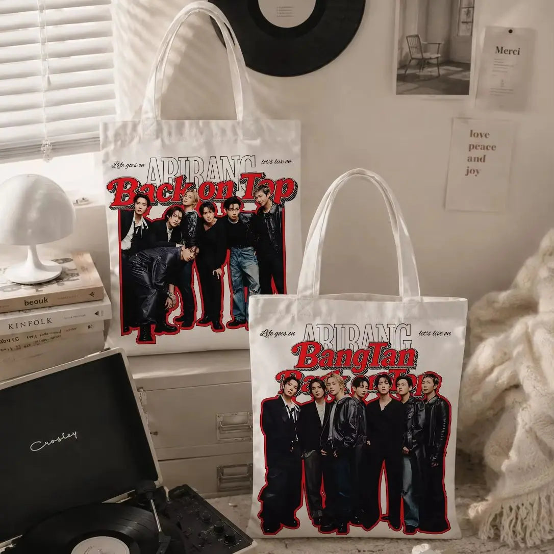 BT/S Bag，BANG/TAN BACK ON TOP Bag，AIRANG Canvas Tote Bag，BT2/1,Best Gift For ARMY Fans，JK/RM/SU/GA/JH/V/JIN/JIMIN