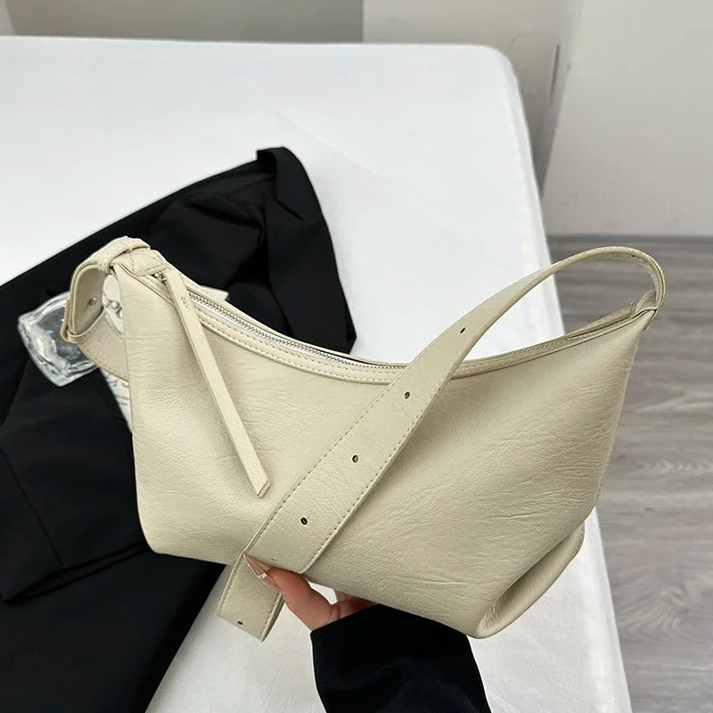 Small Designer Women's Black Bag Simple Retro Crossbody Bags Luxury Pu Leather Female Handbags Pure Color Bucket Shoulder Bags