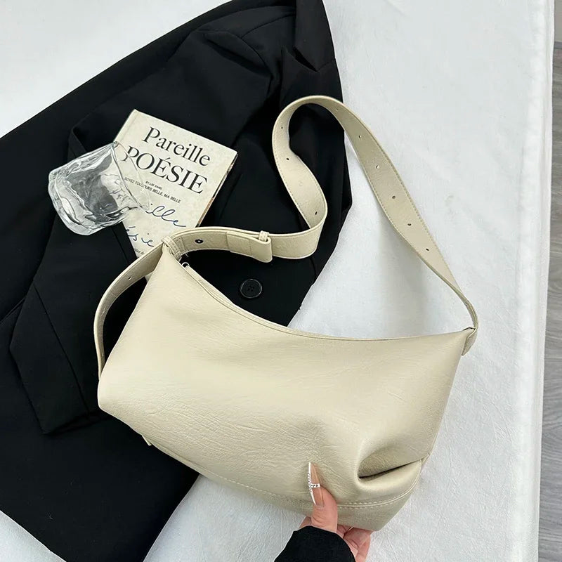Small Designer Women's Black Bag Simple Retro Crossbody Bags Luxury Pu Leather Female Handbags Pure Color Bucket Shoulder Bags